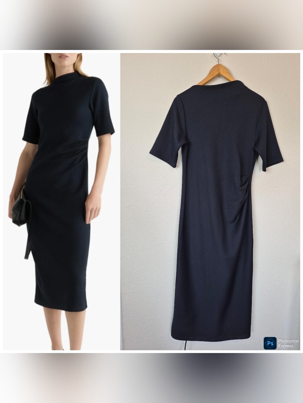 Modern Citizen Evie Ribbed Knit Jersey Dress Size Large Black